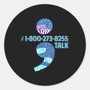 Sticker Rond Semicolon de sensibilisation à la prévention pour 