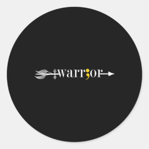 Sticker Rond Semicolon du guerrier mai Sensibilisation à la san