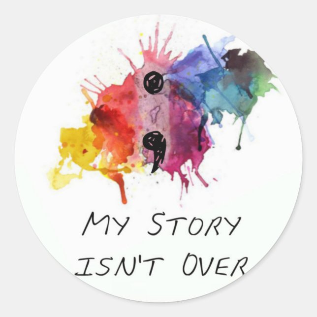 Sticker Rond Semicolon - Mon histoire est terminée (Devant)