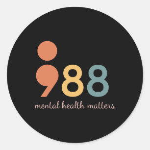 Sticker Rond Semicolon Problèmes de santé mentale Prévention du