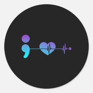Sticker Rond Semicolon Sensibilisation à la prévention du suici