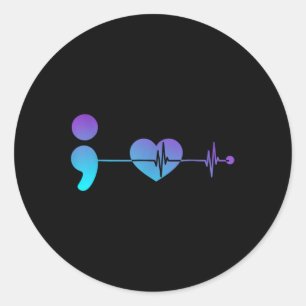Sticker Rond Semicolon Sensibilisation à la prévention du suici