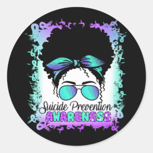 Sticker Rond Semicolon Suicide Messine Hair Bun Turquoise Et Vi