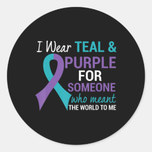 Sticker Rond Semicolon Turquoise et violet sensibilisation au s