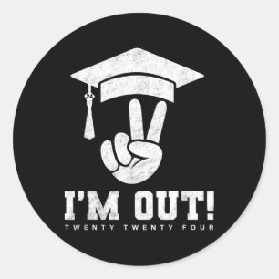 Sticker Rond Senior 2024 Classe De 2024 Diplômés Hommes