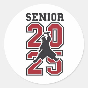 Sticker Rond Senior 2025 Basketball Graduate Sport