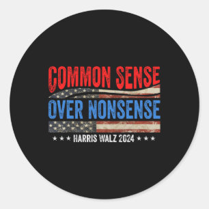 Sticker Rond Sens commun sur les absurdités Harris Waltz Democr