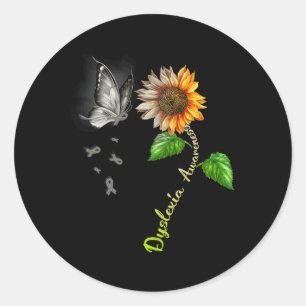 Sticker Rond Sensibilisation à la dyslexie des tournesols
