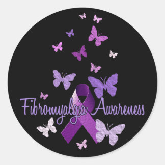 Sticker Rond Sensibilisation à la fibromyalgie (rubans et papil