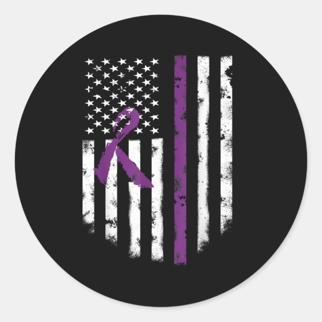 Sticker Rond Sensibilisation à la fibrose kystique Drapeau amér (Devant)