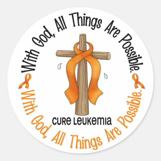 Sticker Rond Sensibilisation à la leucémie avec DIEU CROSS (Devant)
