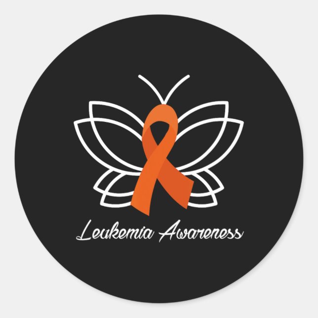 Sticker Rond Sensibilisation à la leucémie du ruban papillon Am (Devant)