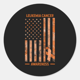 Sticker Rond Sensibilisation à la leucémie USA Drapeau Leucémie