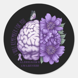 Sticker Rond Sensibilisation à la maladie d'Alzheimer Je me sou