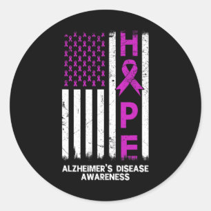 Sticker Rond Sensibilisation à la maladie d'Alzheimer pourpre D