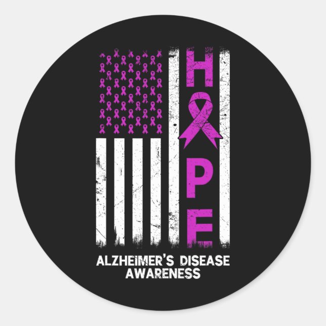 Sticker Rond Sensibilisation à la maladie d'Alzheimer pourpre D (Devant)