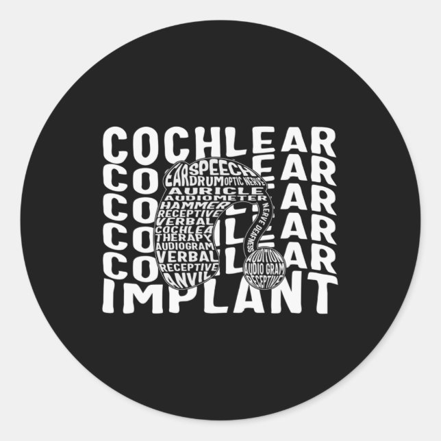 Sticker Rond Sensibilisation à la perte auditive Implant cochlé (Devant)