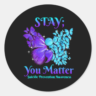 Sticker Rond Sensibilisation à la prévention du suicide Restez