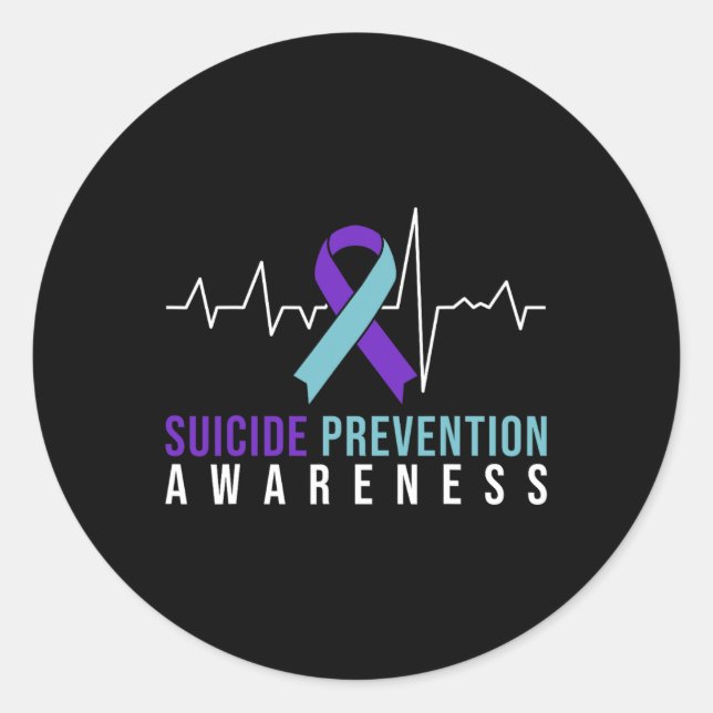 Sticker Rond Sensibilisation À La Prévention Du Suicide Rose Et (Devant)