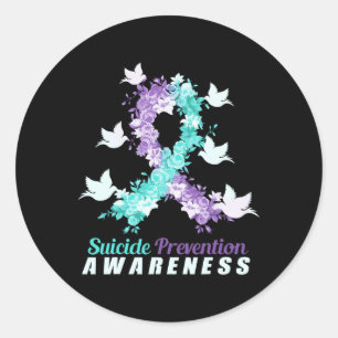 Sticker Rond Sensibilisation À La Prévention Du Suicide Rose Et