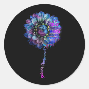 Sticker Rond Sensibilisation À La Prévention Du Suicide Ruban T