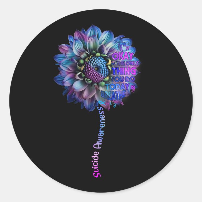 Sticker Rond Sensibilisation À La Prévention Du Suicide Ruban T (Devant)