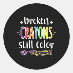 Sticker Rond Sensibilisation à la santé mentale Crayons brisés