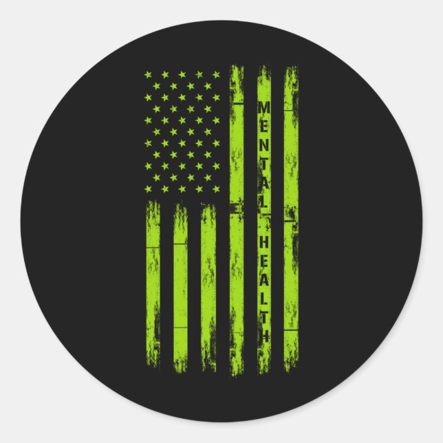 Sticker Rond Sensibilisation à la santé mentale Drapeau américa (Devant)