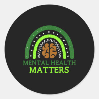 Sticker Rond Sensibilisation à la santé mentale du cerveau arc-