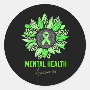 Sticker Rond Sensibilisation à la santé mentale Léopard Tournes