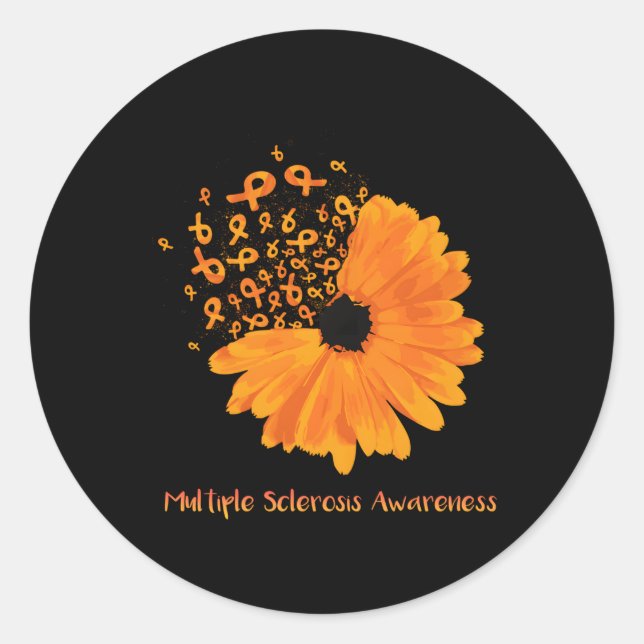Sticker Rond Sensibilisation à la sclérose en plaques Fleur de  (Devant)