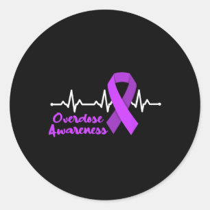 Sticker Rond Sensibilisation à la surdose Carburant violet Ribb