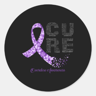 Sticker Rond Sensibilisation à la surdose du ruban pourpre