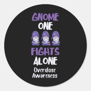 Sticker Rond Sensibilisation à la surdose Gnome One combat seul