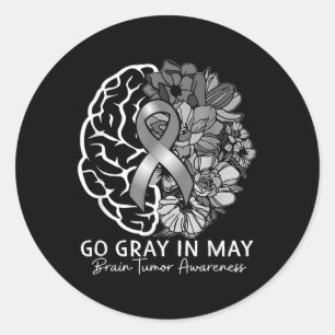 Sticker Rond Sensibilisation À La Tumeur Du Cerveau Porter Gris