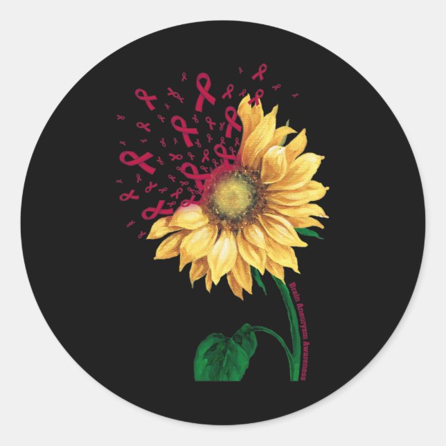 Sticker Rond SENSIBILISATION À L'Aneurie cérébrale Tournesol Bo (Devant)