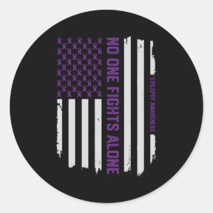 Sticker Rond Sensibilisation à l'épilepsie Drapeau américain Ép