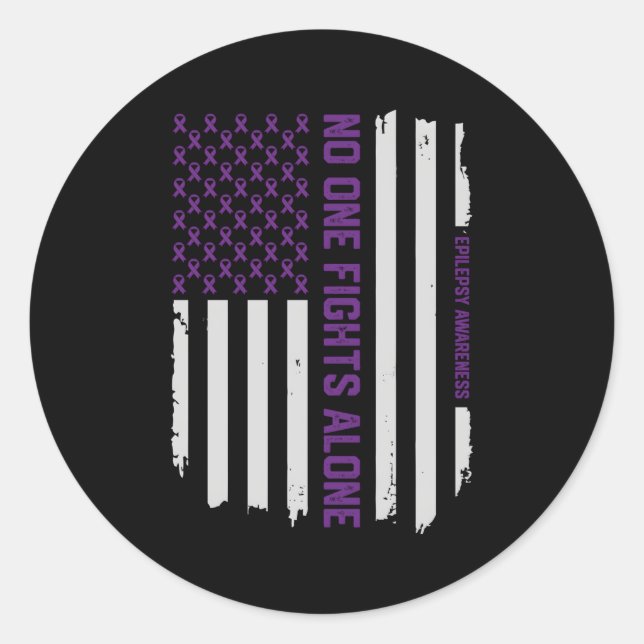 Sticker Rond Sensibilisation à l'épilepsie Drapeau américain Ép (Devant)