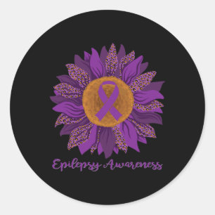 Sticker Rond Sensibilisation à l'épilepsie du tournesol - Ruban
