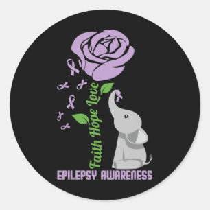 Sticker Rond Sensibilisation à l'épilepsie Foi Espoir Amour Fle