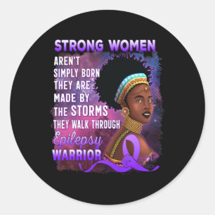 Sticker Rond Sensibilisation à l'épilepsie Forte femme noire gu