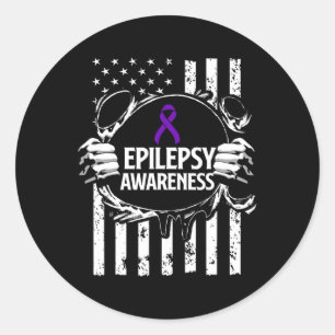 Sticker Rond Sensibilisation à l'épilepsie Guerrier épileptique