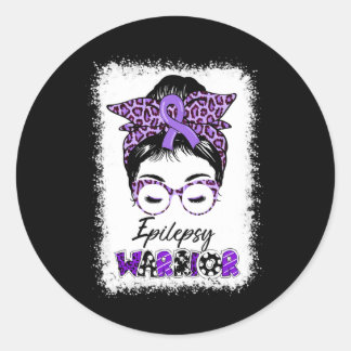 Sticker Rond Sensibilisation à l'épilepsie Messy Bun Guerrier L