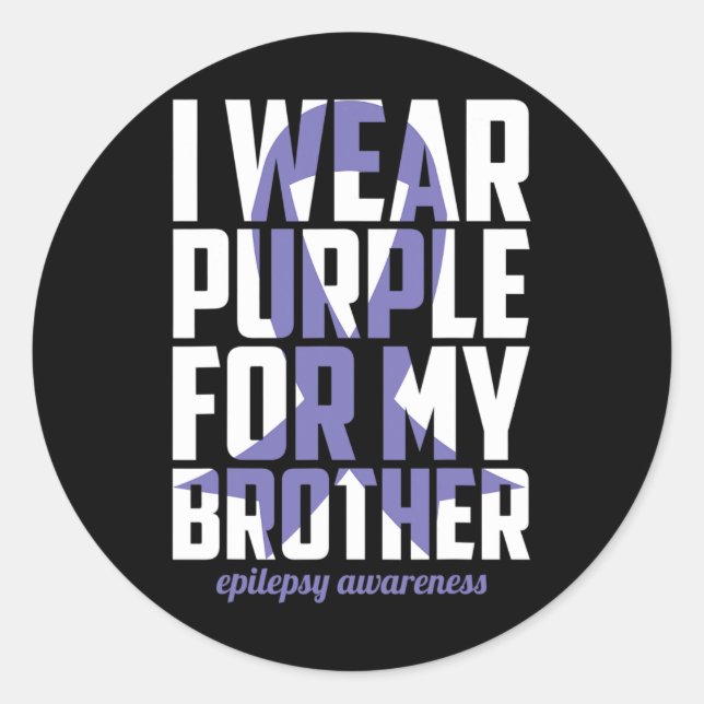 Sticker Rond Sensibilisation À L'Épilepsie Violet Pour Mon Frèr (Devant)