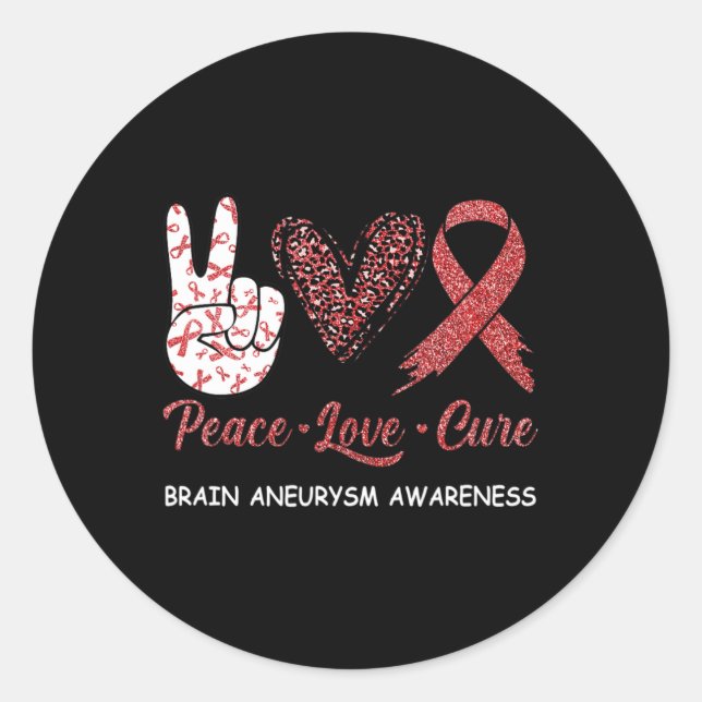 Sticker Rond Sensibilisation à l'neurysme cérébral Paix Amour C (Devant)