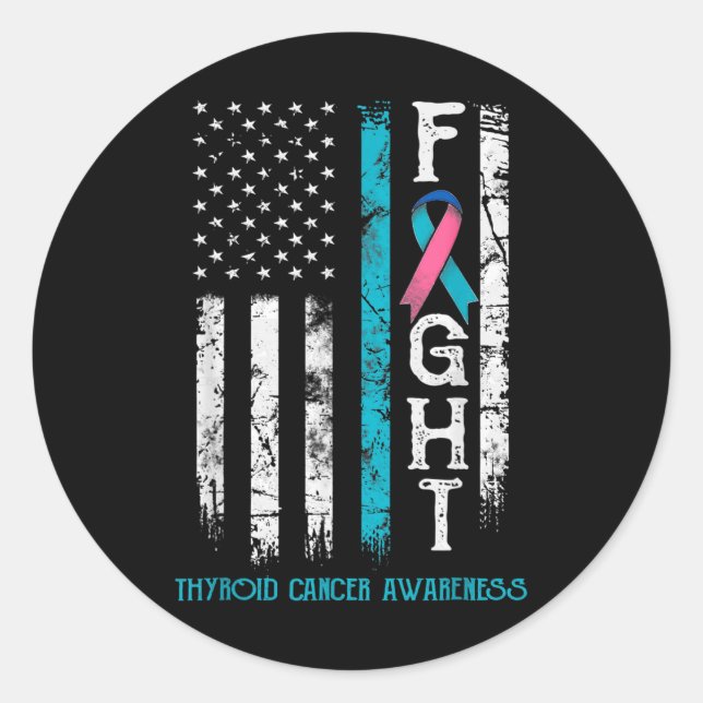 Sticker Rond Sensibilisation au cancer Bleu rose Turquoise ruba (Devant)