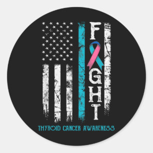 Sticker Rond Sensibilisation au cancer Bleu rose Turquoise ruba