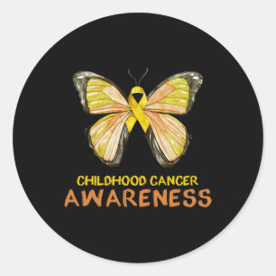 Sticker Rond Sensibilisation au cancer chez l'enfant avec Ruban