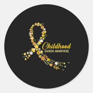 Sticker Rond Sensibilisation au cancer chez l'enfant Hippie Fle