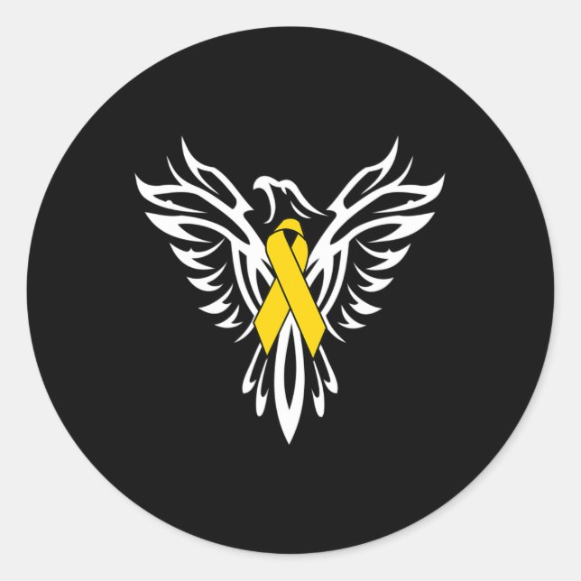 Sticker Rond Sensibilisation au cancer chez l'enfant Ruban d'or (Devant)
